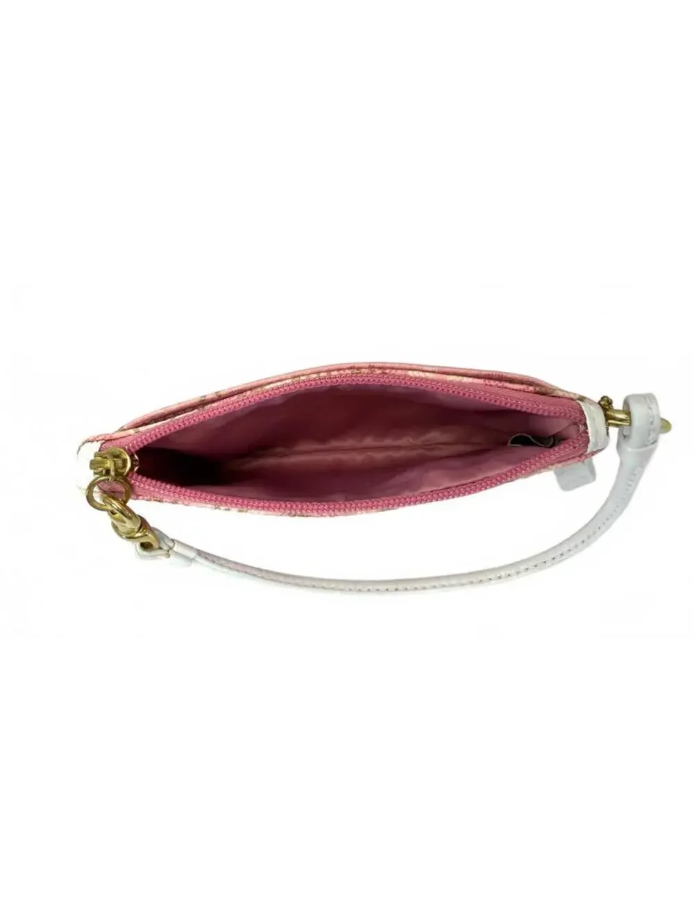 Coach | Pink Optic C Heart Print Wristlet Pouch | White Trim